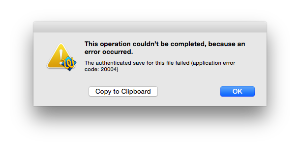This operation could not be completed, because an error occurred.